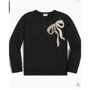 Crewcuts Girls Bow Metallic Sequin Black Blouse Short Size Large 10-11